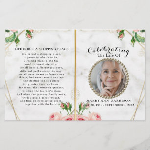 Programa Elegante Marble Floral de Celebração da V
