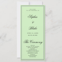 Programa Elegante Minimalista de Casamento Verde d