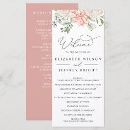 Programa Elegante Moderno Botânico Rosa Corado Floral Casam