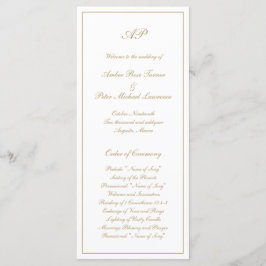 Programa Elegante Monograma Simples Formal Casamento Ouro