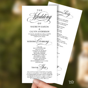 Programa Elegante Ordem de Cerimônia de Casamento com Letra
