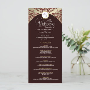 Programa Elegante Red & Dourado de Casamento de Mo