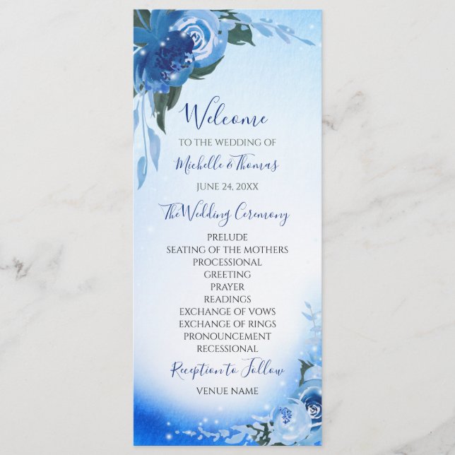 Programa Elegante Royal Blue Watercolor (Frente)