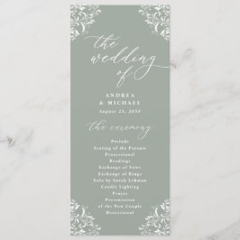 Programa Elegante Sage Green Vintage Classic Weding Program