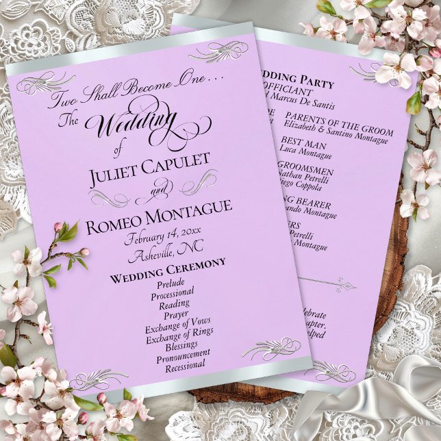 Programa Elegante Script - Casamento Lavanda/Prata (Criador carregado)