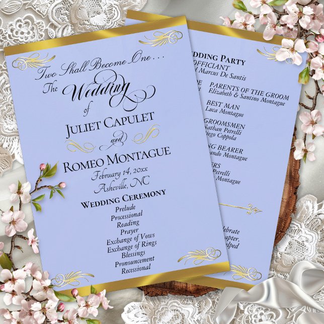 Programa Elegante Script - Casamento Pérola Azul/Dourado (Criador carregado)