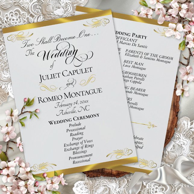 Programa Elegante Script - Casamento Pérola Prata/Ouro (Criador carregado)