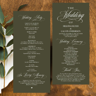 Programa Elegante Sofisticado Casamento com Letra em Verde 