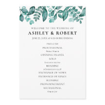 Elegante Teal Greenery Sai da Cerimônia de Casamen