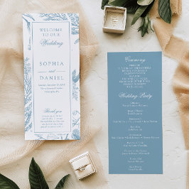 Programa Elegante Vintage Botanical Wedding Program