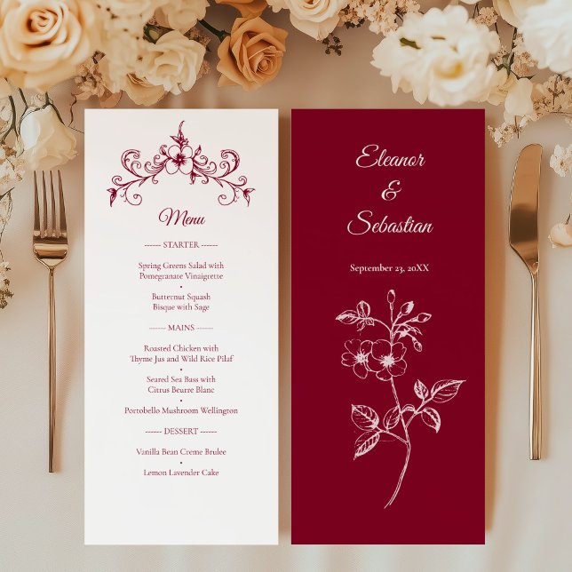 Programa Elegante Vintage Romance Burgundy (Criador carregado)
