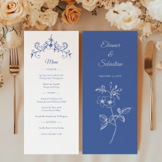 Programa Elegante Vintage Romance Dusty Blue WedMenu
