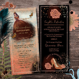 Programa Elegante Vintage Rosa de Cobre Quinceañera