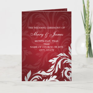 Programa Elegante Weding Program Swirly Flourish Red