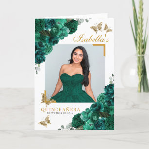 Programa Emerald Green & Dourada Quinceanera Tiara Butterfl