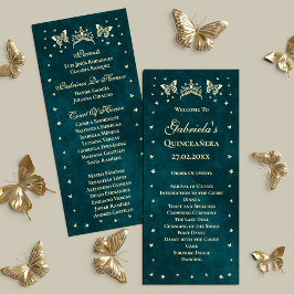 Programa Emerald Green Dourada Tiara Butterflies Quinceañer