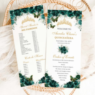 Programa Emerald Green Floral Quinceañera Ordem dos Eventos