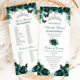 Programa Emerald Green Floral Quinceañera Ordem dos Eventos