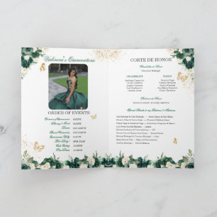 Programa Emerald Green Floral Tiara Butterfly Quinceanera