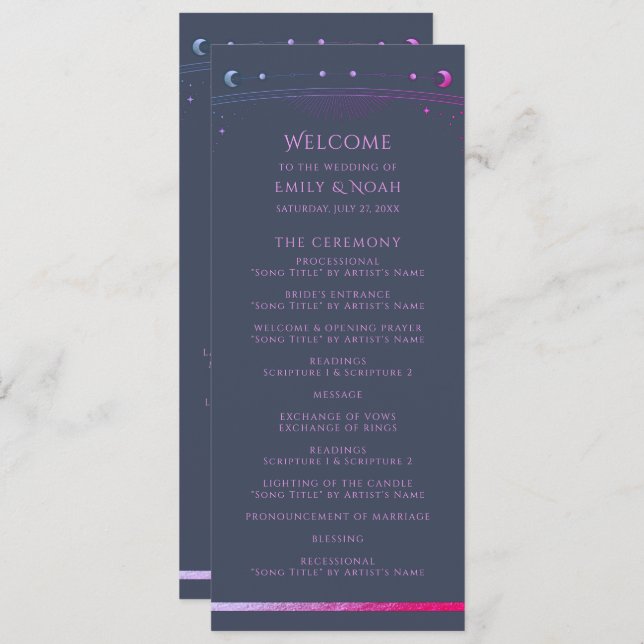 Programa Espaço Astronômico da Lua Solar Roxo Místico Azul (Frente/Verso)