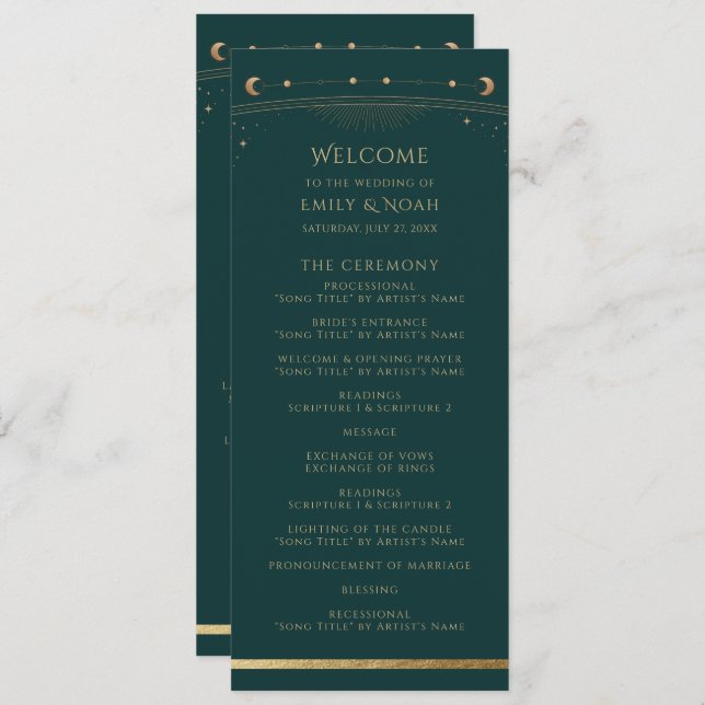 Programa Espaço Místico Verde Dourado da Lua Solar Astronôm (Frente/Verso)