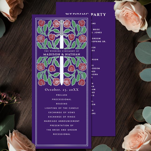 Programa Espada Floral Medieval Roxa Casamento Real Prata (Criador carregado)