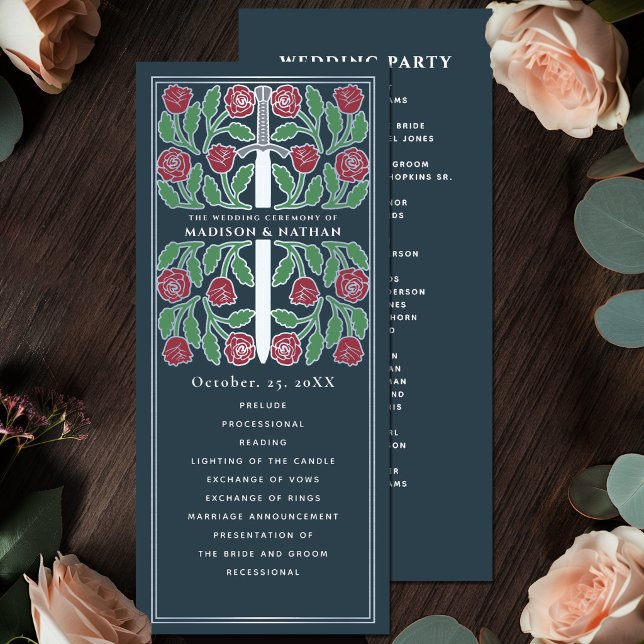 Programa Espada Prateada Floral Medieval Cinza Casamento Re (Criador carregado)