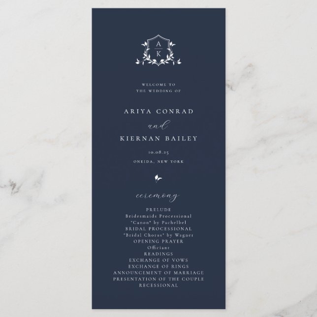 Programa Eterno Vinhas Monograma Marinho de repouso azul (Frente)