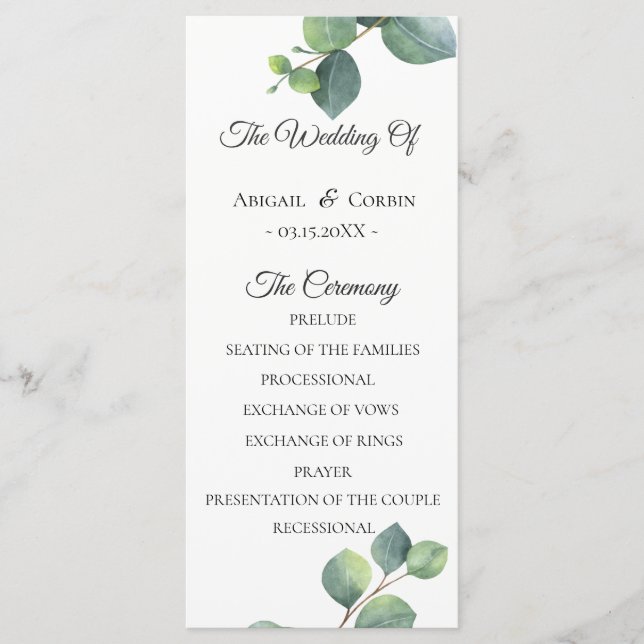 Programa Eucalyptus Foliage Wedding (Frente)