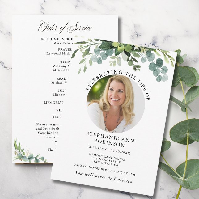 Programa Eucalyptus Funeral Memorial Ordem de Serviço (Criador carregado)