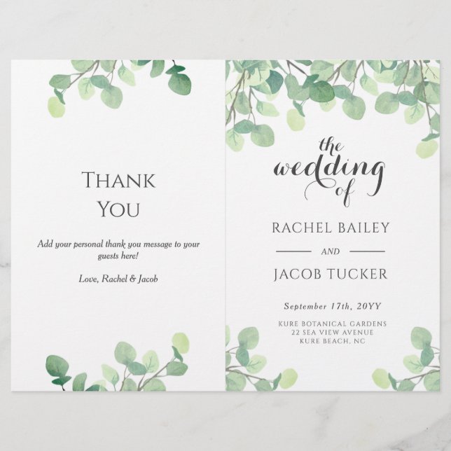Programa Eucalyptus Greenery Script Floral Wedding (Frente)