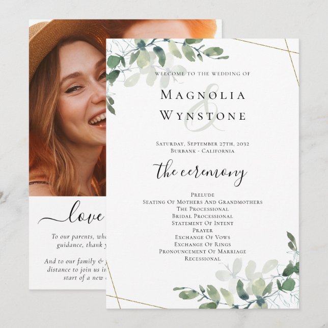 Programa Eucalyptus Greenery Wedding (Frente/Verso)