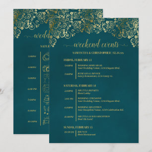 Programa Eventos & Cronograma de Casamento Azul Turquesa &