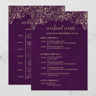 Programa Eventos & Cronograma de Casamento Elegante Ameixa