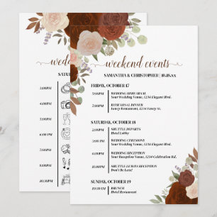 Programa Eventos de Casamento de Rosas de Outono Rústico &