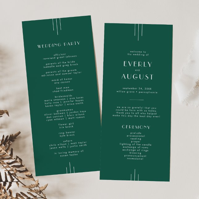 Programa EVERLY Jewel Tone Art Deco Emerald Green Wedding (EVERLY Jewel Tone Art Deco Emerald Green Wedding Program)