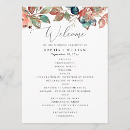 Programa Fall Botanical Wedding | Watercolor Berry Leaves