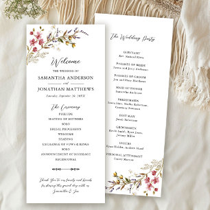 Programa Fall Floral Modern Wildflower Wedding