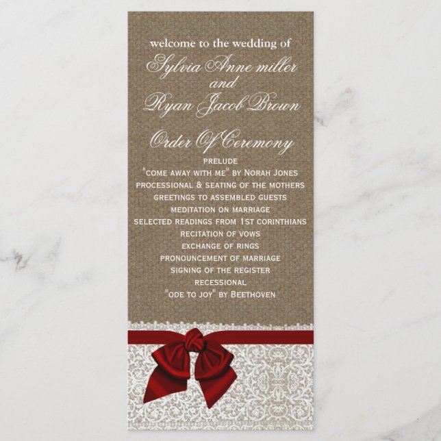 Programa FAUX Burlap e Red Lace Wedding (Frente)