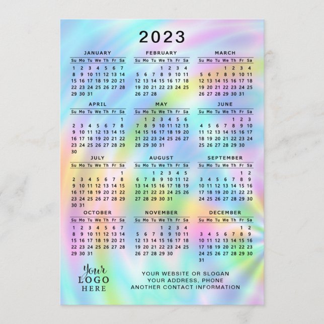 Programa Faux Holographic do Ano de Cheio do Calendário 202 (Frente)