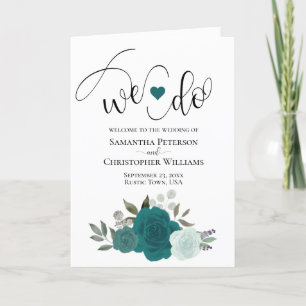 Programa Fazemos Casamento Elegante de Rosas Teal & Aqua Bo