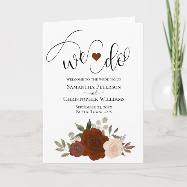 Programa Fazemos Rosas Laranja Elegantes Casamento Boho (Frente)