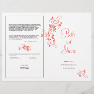 Programa feito sob encomenda do casamento - coral