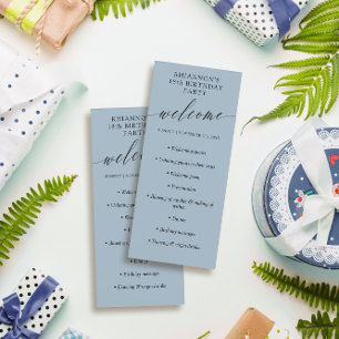 Programa Festa de aniversário de Caligrafia Azul-Delicada