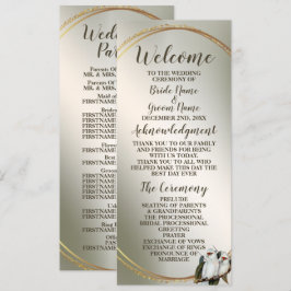 Programa Festas de casamento Brancos Folhas Verde de Cockat