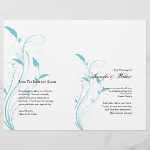 Programa filigrana floral azul do casamento do