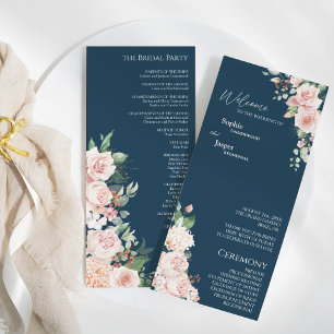 Programa Flat Blush Floral Marinho Wedding