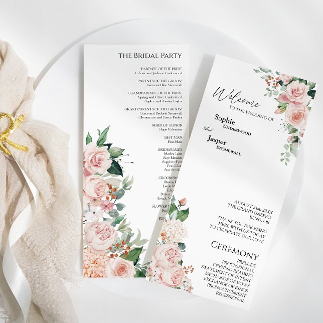 Programa Flat Blush Floral White Wedding (Criador carregado)