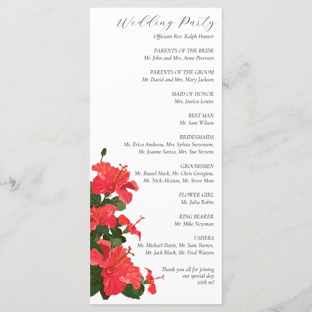 Programa Flat Hibiscus Flower Wedding (Verso)