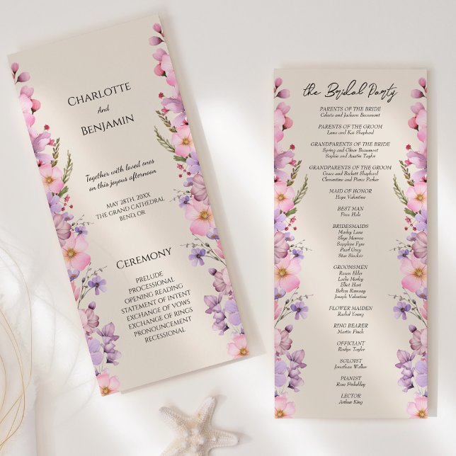 Programa Flat Modern Wildflower Beige Wedding (Criador carregado)